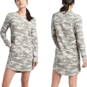 ATHLETA Long Sleeve Balance Dress in Gray Camo Print SZ 1X